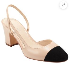 Marc Fisher Two-Tone Nude and Black Slingback Block Heel